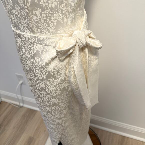 V. Chapman June Corset Jacquard Front-Slit Strapless Gown In Ivory Size 8 New - Picture 8 of 13